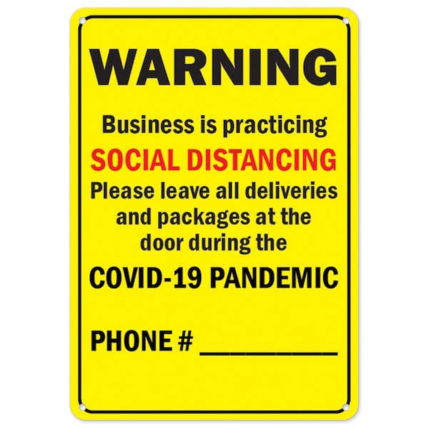 PSA, Warning Business Is Practicing Social Distancing, 24in X 18in Rigid Plastic, OS-NS-P-1824-25517